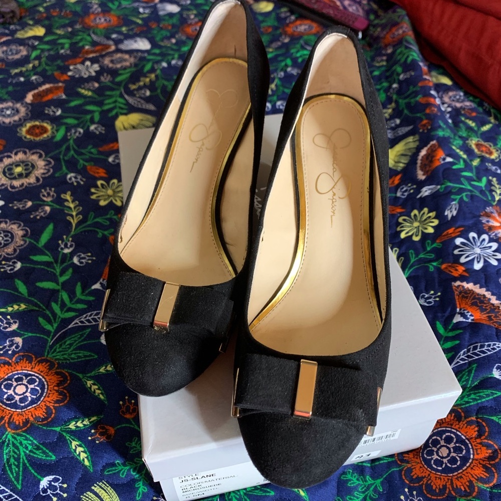 Jessica Simpson Black Wedge Heels